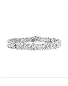 Haus of Brilliance .925 Sterling Silver 1/6 Cttw Round-Cut Diamond Chevron Wave 7.25" Link Bracelet (I-J Color, I3 Clarity)