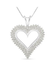 Haus of Brilliance .925 Sterling Silver 1 Cttw Diamond Heart 18" Pendant Necklace (I-J Color, I2-I3 Clarity)