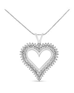 Haus of Brilliance .925 Sterling Silver 2.00 Cttw Diamond Heart 18" Pendant Necklace (I-J Color, I2-I3 Clarity)