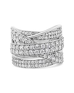 Haus of Brilliance .925 Sterling Silver 2.00 Cttw Round-Cut Diamond Overlapping Bypass Band Ring (I-J Color, I2-I3 Clarity) - Ring Size 7