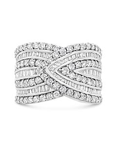 Haus of Brilliance .925 Sterling Silver 2 3/8 Cttw Diamond Multi Row Overlay Band Ring ( J-K Color, I3 Clarity)