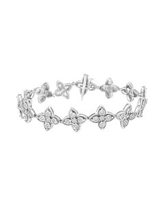 Haus of Brilliance .925 Sterling Silver 2 ct tdw Miracle-Set Diamond 4 Leaf Clover Link Bracelet (I-J, I3-Promo)