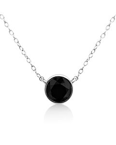 Haus of Brilliance .925 Sterling Silver 2 Cttw Treated Black Diamond Bezel Solitaire 18" Pendant Necklace (Black Color, I2-I3 Clarity)