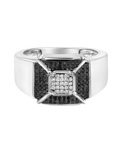 Haus of Brilliance .925 Sterling Silver 3/8 Cttw Composite Enhanced Black and White Diamond Men's Band Ring (H-I, I2-I3)