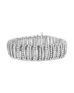 Haus of Brilliance .925 Sterling Silver 8 1/2 Cttw Diamond 7 Row Chevron "S" Curved Link Tennis Bracelet (I-J color, I1-I2 clarity) - 7.25"