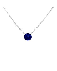 Haus of Brilliance .925 Sterling Silver Bezel Set 2.5MM Created Blue Sapphire Solitaire "18" Pendant Necklace