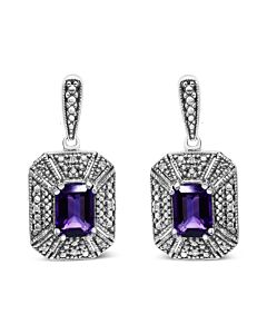Haus of Brilliance .925 Sterling Silver Diamond Accent and 7x5mm Purple Amethyst Stud Earrings (I-J Color, I2-I3 Clarity)