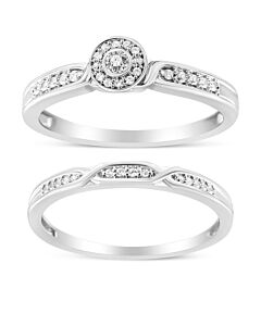 Haus of Brilliance .925 Sterling Silver Diamond Accent Frame Twist Shank Bridal Set Ring and Band (I-J Color, I3 Clarity)