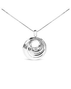 Haus of Brilliance .925 Sterling Silver Endless Wave Swirl Statement Medallion 18" Pendant Necklace