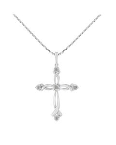 Haus of Brilliance .925 Sterling Silver Round-Cut Diamond Accent Cross Pendant Necklace (1/15 cttw, I-J Color, I3 Clarity)