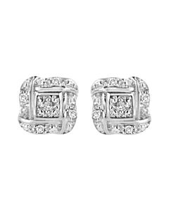 Haus of Brilliance .925 Sterling Silver Round-Cut Diamond Accent Swirl Square Knot Stud Earrings (H-I Color, I2-I3 Clarity)