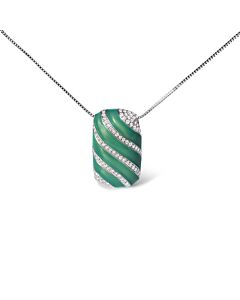 Haus of Brilliance .925 Sterling Silver Turquoise Enamel and 1/2 Cttw Diamond Block 18" Pendant Necklace (F-G Color, VS1-VS2 Clarity)