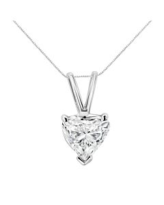 Haus of Brilliance AGS Certified 14K White Gold 3/4 cttw 3-Prong Set Heart Shaped Solitaire Diamond 18" Pendant Necklace