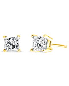 Haus of Brilliance IGI Certified 1/2 Cttw Princess-Cut Square Diamond Solitaire Stud Earrings in 14K Yellow Gold (I-J Color, SI1-SI2 Clarity)