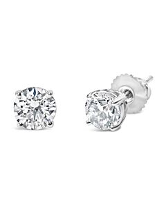 Haus of Brilliance IGI Certified 14K White Gold 1 1/2 Cttw Round Diamond Solitaire Stud Earrings with Screwbacks (F-G Color, I1-I2 Clarity)