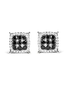 Haus of Brilliance Men's 10K Yellow Gold 7/8 Cttw White and Black Treated Diamond Stud Earring (Black / I-J Color, I2-I3 Clarity)