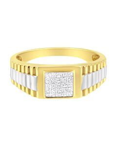 Haus of Brilliance Men's 14K Yellow and White Gold 1/3 Cttw Invisible Set Princess-Cut Diamond Composite Step Up Band Ring (SI2-I1 Clarity, H-I Color)
