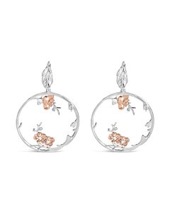 Haus of Brilliance Rose Gold Plated .925 Sterling Silver 1/10 Cttw Diamond Floral Hoop Earrings (I-J, SI1-SI2)