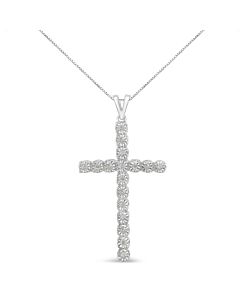 Haus of Brilliance Sterling Silver 1/4ct TDW Diamond Cross Pendant Necklace (I-J,I3-Promo)
