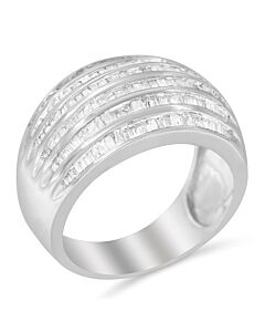 Haus of Brilliance Sterling Silver 1ct. TDW Multi-row Baguette Diamond Band cocktail Ring (H-I, I2-I3)