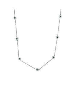 Haus of Brilliance Sterling Silver 3/4ct TDW Treated Blue Diamond Station Necklace (I2-I3)