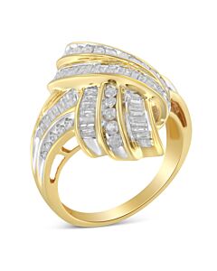 Haus of Brilliance Yellow Plated Sterling Silver 1ct. TDW Diamond Bypass Cocktail Ring (I-J, I2-I3)