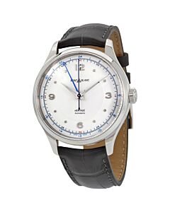 Heritage GMT (Alligator) Leather Silvery White Dial Watch