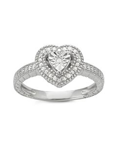 Hetal Diamonds 0.10CTTW Illusion Plate Diamond Heart Ring in Sterling Silver