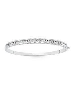 Hetal Diamonds 1.00cttw White Diamonds Bangle Bracelet (H-I, I1-I2) in Sterling Silver