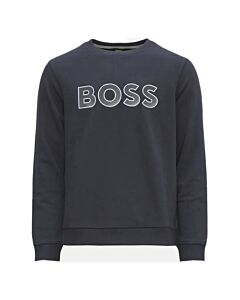 Hugo Boss Dark Blue Salbo Logo Embroidered Jersey Sweatshirt