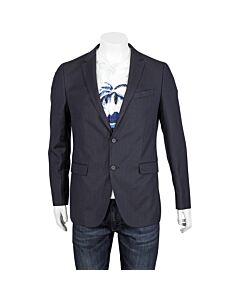 Hugo Boss Men's Blue Slim-fit Jacket In Virgin-wool Serge