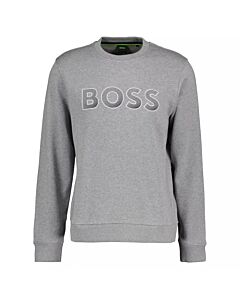 Hugo Boss Pastel Grey Salbo Logo Embroidered Jersey Sweatshirt