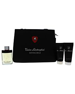 Invincibile by Tonino Lamborghini for Men - 4 Pc Gift Set 4.2oz EDT Spray, 5oz After Shave Balm, 5oz Shower Gel, Leather Briefcase