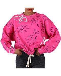 Isabel Marant Ladies Fuchsia Muza Printed Crew Neck Cotton Sweatshirt