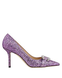Jimmy Choo Ladies Saresa 85 Coarse-glitter Pumps In Pink Violet