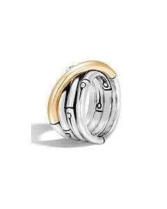 John Hardy Bamboo 18K Yellow Gold & Sterling Silver Fashion Ring - Rz5939x7