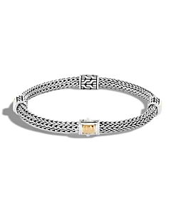 John Hardy Classic Chain 5mm Hammered Gold & Silver Four Station Bracelet - BZ96187XM