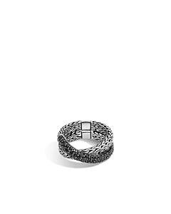John Hardy Classic Chain Black Sapphire Sterling Silver Ring - Rbs933024blsx7