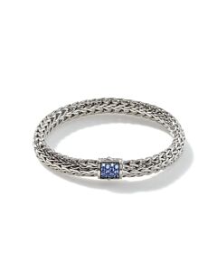 John Hardy Classic Chain Blue Sapphire Sterling Silver Pave Bracelet - Bbs90409bspxum