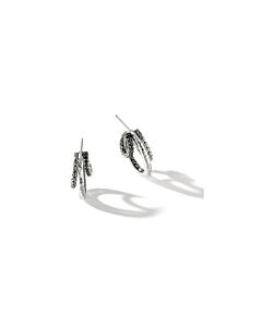 John Hardy Classic Chain Hammered Silver And Black Sapphire Earrings - EBS9008634BLSBN