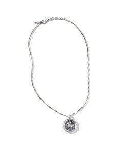 John Hardy Classic Chain Hammered Silver Rolo Blue Sapphire Pendant Necklace - Nbs9008684bspx18