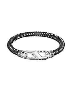 John Hardy Classic Chain Stainless Steel And Black Rubber Strap Bracelet - Bm900287blxum