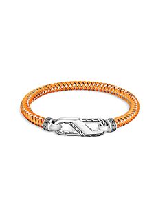 John Hardy Classic Chain Sterling Silver And Orange Rubber Strap Bracelet - Bm900287orxm