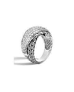 John Hardy Classic Chain Sterling Silver Diamond Ring - Rbp900422dix7