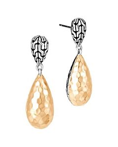John Hardy Sterling Silver Drop Earring with Hammered Gold EZ94564