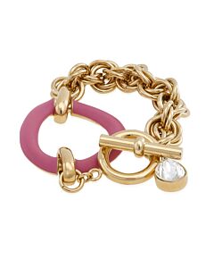 JW Anderson Ladies Gold / Pink Oversized Chain Crystal Bracelet