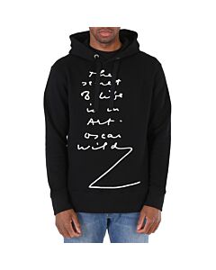 JW Anderson Men's Black / White Quote Print Relaxed Fit Hoodie