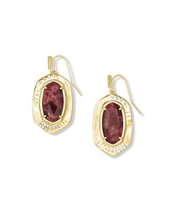 Kendra Scott Anna 14K Yellow Gold Plated Brass And Maroon Jade Earrings 4217717758
