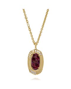 Kendra Scott Anna 14K Yellow Gold Plated Brass And Maroon Jade Necklace 4217717766