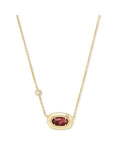 Kendra Scott Anna 14K Yellow Gold Plated Brass and Maroon Jade Necklace 4217717762